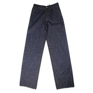 NWT Versace Men's Denim Jeans Blue Thick Pick Tan Stitching Size 29 Straight